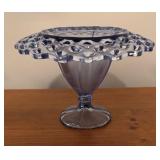 LL - Blue Glass Lattice Rimmed Vase