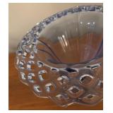 LL - Blue Glass Lattice Rimmed Vase