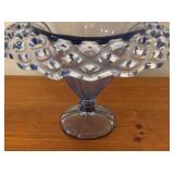 LL - Blue Glass Lattice Rimmed Vase