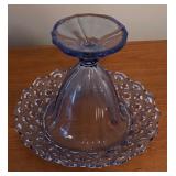 LL - Blue Glass Lattice Rimmed Vase