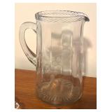 LL - Vintge Crystal and Glass Serving Set with Platter, Bowl and Pitchers