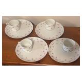 LL - Set of 4 Vintage Fine Seyei China Dainty Rose Snack Plates with Cups