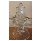 Vintage Fostoria Flame Candle Holders Double Arm Fleur Du Li 2 Light Crystal and Pair of Candle Holders