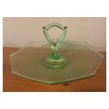 LL - Vintage Green Depression Tidbit Glass Tray