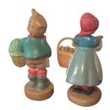 LL - Pair of Vintage Boy and Girl Figurines with Baskets