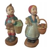 LL - Pair of Vintage Boy and Girl Figurines with Baskets