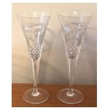 LL - Pair of Waterford Crystal Millennium Happiness Champagne Flutes