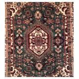 LL - Decorative Oriental Rug with Medallion Pattern and Fringe