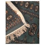 LL - Vintage Pakistan Hand Woven Green Patterned Runner Rug