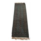 LL - Vintage Pakistan Hand Woven Green Patterned Runner Rug