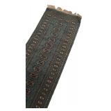 LL - Vintage Pakistan Hand Woven Green Patterned Runner Rug