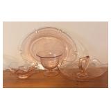 LL - Vintage Pink Depression Glass Serving Platters and Bowls