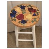 LL - Hand-Painted Wood Stool with Fruit Motif