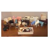 LL - Vintage Doll Furniture and Accessories Collection with Kitchen and Living Room Pieces