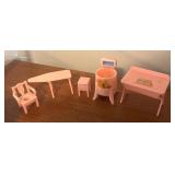 LL - Vintage Doll Furniture and Accessories Collection with Kitchen and Living Room Pieces