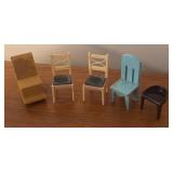 LL - Vintage Doll Furniture and Accessories Collection with Kitchen and Living Room Pieces