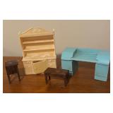 LL - Vintage Doll Furniture and Accessories Collection with Kitchen and Living Room Pieces