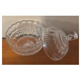 LL - Vintage Crystal Basket Bowl and Lidded Covered Dish