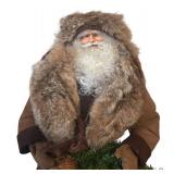LL -  North Woods Santa Claus Decor Figurine with Fur Trim and Basket