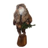 LL -  North Woods Santa Claus Decor Figurine with Fur Trim and Basket