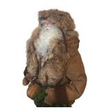 LL -  North Woods Santa Claus Decor Figurine with Fur Trim and Basket