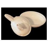 LL - Two Vintage White Milk Glass Hen on Nest Covered Dishes