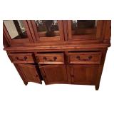 LL - Wooden Glass-Front China Hutch with Drawers and Cabinets