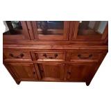 LL - Wooden Glass-Front China Hutch with Drawers and Cabinets