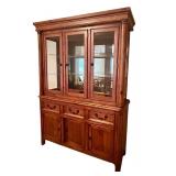 LL - Wooden Glass-Front China Hutch with Drawers and Cabinets