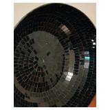 LL - Black Mosaic Glass Bowl with Wood Stand