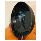 LL - Black Mosaic Glass Bowl with Wood Stand