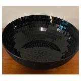 LL - Black Mosaic Glass Bowl with Wood Stand