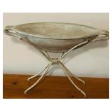 LL - Decorative Vintage-Style Metal Bowl with Iron Stand