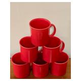 LL - Set of 6 Fiesta Red Ceramic Coffee Mugs