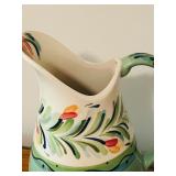 LL - Hand-Painted Ceramic Pitcher with Floral Design