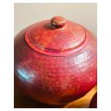 LL - Set of 3 Hand-Hammered Red Metal Jars with Lids, Made in Mexico