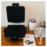 LL - Kitchen Appliance and Cookware Set Including VillaWare Waffler, Krups Grinder, Stock Pot, Steamer Basket, and Pyrex Bake Dish