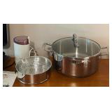 LL - Kitchen Appliance and Cookware Set Including VillaWare Waffler, Krups Grinder, Stock Pot, Steamer Basket, and Pyrex Bake Dish