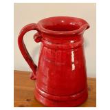 LL - Red Ceramic Pitcher and Oval Platter Set