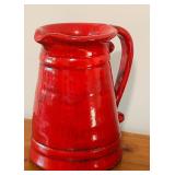 LL - Red Ceramic Pitcher and Oval Platter Set