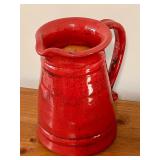 LL - Red Ceramic Pitcher and Oval Platter Set