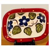 LL - Paula Esty Handpainted Ceramic Bowl and Dish Set with Floral Design