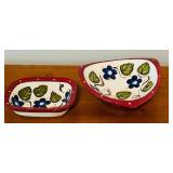 LL - Paula Esty Handpainted Ceramic Bowl and Dish Set with Floral Design