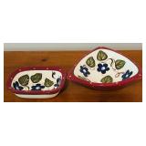 LL - Paula Esty Handpainted Ceramic Bowl and Dish Set with Floral Design