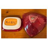 LL - Paula Esty Handpainted Ceramic Bowl and Dish Set with Floral Design