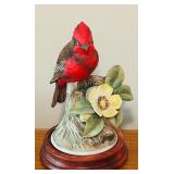 LL - Andrea by Sadek Vermilion Flycatcher Porcelain Figurine with Wooden Base, 6 Inch