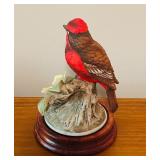 LL - Andrea by Sadek Vermilion Flycatcher Porcelain Figurine with Wooden Base, 6 Inch