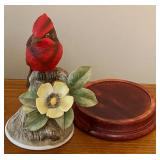 LL - Andrea by Sadek Vermilion Flycatcher Porcelain Figurine with Wooden Base, 6 Inch