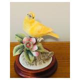 LL - Andrea by Sadek Canary Porcelain Figurine on Wooden Base