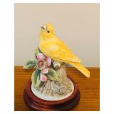 LL - Andrea by Sadek Canary Porcelain Figurine on Wooden Base